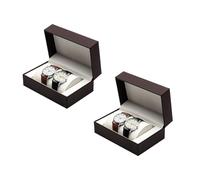 AMISENK Modernas cajas de almacenamiento de relojes de piel sintética, paquete de 2 elegantes cajas de exhibición con compartimentos protectores, solución de almacenamiento, organizadores