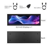 AMISENK Monitor secundario portátil de 8.8 pulgadas de 1920 x 480 pulgadas para PC de escritorio con carcasa protectora de metal y monitor USB
