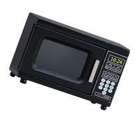 AMISENK Muebles modernos negros para microondas, modelo de electrodomésticos de cocina de madera a escala 1/12 con diseño funcional de puerta, decoración de escena en miniatura para microondas