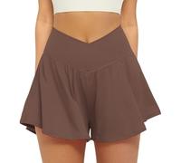 AMISENK Pantalones cortos deportivos de secado rápido para mujer, cintura alta elástica con bolsillos, para fitness, ciclismo, correr, cintura alta, transpirables, de secado rápido