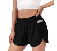 AMISENK Pantalones cortos deportivos para mujer, transpirables, de secado rápido, con bolsillo con cremallera, para fitness, entrenamiento, ciclismo, deportes de mujer con bolsillo