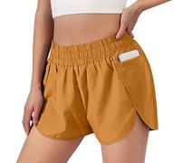 AMISENK Pantalones cortos deportivos para mujer, transpirables, de secado rápido, con bolsillo con cremallera, para fitness, entrenamiento, ciclismo, deportes de mujer con bolsillo