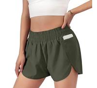 AMISENK Pantalones cortos deportivos para mujer, transpirables, de secado rápido, con bolsillo con cremallera, para fitness, entrenamiento, ciclismo, deportes de mujer con bolsillo
