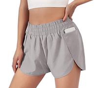 AMISENK Pantalones cortos deportivos para mujer, transpirables, de secado rápido, con bolsillo con cremallera, para fitness, entrenamiento, ciclismo, deportes de mujer con bolsillo