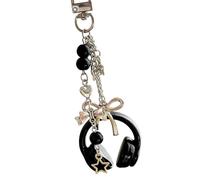 AMISENK Paquete de 1 colgante de aleación acrílica resistente con cuentas de música para auriculares, accesorio de artesanía resistente, Negro, Talla única