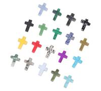 AMISENK Paquete de 19 cruces de cristal sin agujero, piedras preciosas espirituales para decoración del hogar, oficina, meditaciones, meditaciones espirituales, cruces de cristal