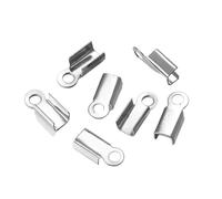 AMISENK Paquete de 200 tapas de extremo de cordón para cinta de cuerda, punta de clip de cuero, conectores de cuentas de crimpado, ideales para manualidades, joyas, collares, accesorios