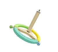 AMISENK Perca giratoria para pájaros, juguete para loros, periquitos, rueda de ejercicio interactiva, diseño envuelto en cuerda de algodón, campanas coloridas, decoración para pájaros, juguete de