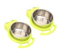 AMISENK Recipiente de poliestireno inmune a la oxidación y metal para pájaros para múltiples mascotas, con diseño de plumas, instalación sencilla y cara sanitaria, soporte de jaula antialimentos