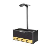 AMISENK Soporte para auriculares y organizadores de escritorio inspirados en altavoces retro con temática de rock frontal para escribir, soporte retro para auriculares