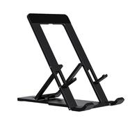 AMISENK Soporte universal plegable de aleación de aluminio para dispositivos móviles de 4 a 12 pulgadas, diseño de agarre seguro, soporte de silicona portátil