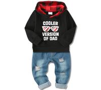 Amissz Bebé Niños Impreso de Letras Sudadera con Capucha y Pantalones Vaqueros Conjunto Rojo 3-4 años