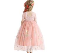 Amissz Flor NiñA Vestidos Vestido De Encaje De Espalda Y Bordados Florales CumpleañOs Tutú Vestidos De Tul Vestido Festivo Chica Vestido De Noche Vestido De CóCtel Vestido Pageant Prom 2-8 AñO