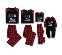 Amissz Pijama de Navidad para Toda la Familia, para Mamá/Padre/niño de Selva, de Manga Larga Negro para Bebé 4-5 años