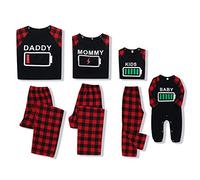 Amissz Pijamas Dos Piezas Familiares de Navidad, Ropa de Noche Homewear Algodón Camisas de Manga Larga + Pantalones Largos Sudadera Negro para Mamá, M