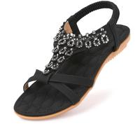 Amissz Sandalias Mujer Verano Planas Comodas Bohemio Sandalias de Playa Punta Abierta Clip Toe Pisos Cómodo Elástica Casual Zapatos 36-41 EU