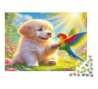 Amistad Entre Cachorros y pájaros Puzzle 1000 Piezas Papel Reciclado para Adultos Puzzle para Adultos Imposible difícil desafiante Excelente Idea de Regalo Partir de 12 años 70x50cm/1000pcs