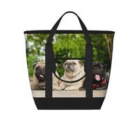 Amistad Pug Bokeh Perros Mascotas Amigos Pug,Bolsas de almuerzo de gran capacidad, bolsa de mano térmica para mujeres, hombres, trabajo, picnic, viajes.