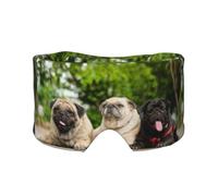 Amistad Pug Bokeh Perros Mascotas Amigos Pug,Máscara para ojos con bloqueo de luz y protección ocular completa para dormir, orejeras y ojos.