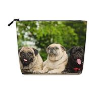Amistad Pug Bokeh Perros Mascotas Amigos Pug,Neceser de Maquillaje de imitación Lino, Neceser de Viaje portátil