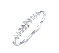 Amistoso kit de pulsera, pulsera mujer hoja con diamante redondo oro blanco/platino 950, 16CM, Oro blanco de 18 quilates, Diamante