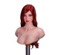 AMITD 1/6 Escala Female Head Sculpt Asian Girl Red Eyes Skew Bang Red Long Curly Hair Head for 12inch Phicen, TBLeague Action Figure Body Collection