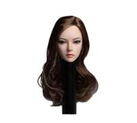 AMITD 1/6 Escala Female Head Sculpt Asian Young Girl Skew Bang Brown Long Curly Hair Head for 12inch Phicen, TBLeague Action Figure Body Collection