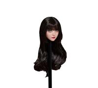 AMITD 1/6 Escala Female Head Sculpt Cute Girl Movable Eyes Long Curly Hair Straight Bang Head for 12inch Phicen, TBLeague Action Figure Body Collection