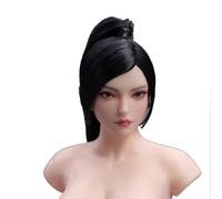 AMITD 1/6 Escala Female Head Sculpt Temperament Girl Movable Big Eyes Black Long Hair High Ponytail Head for 12inch Phicen, TBLeague Action Figure Body Collection