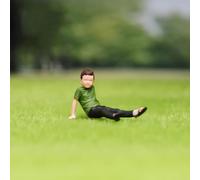 AMITD 1/87 Scale Scene Props Figure Little Boy with Green Short Sleeve Tiny People Action Figure Model