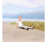 AMITD 1/87 Scale Scene Props Figure Little Boy with White Short Sleeve Tiny People Action Figure Model