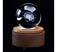 AMITD 3D Human Brain Model Paperweight, Laser Etched Crystal Ball with LED Base