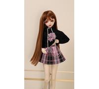 AMITD BJD Doll: Muñeca pintada a mano, falda corta para niña, 22 pulgadas, para niñas (estilo de maquillaje A)