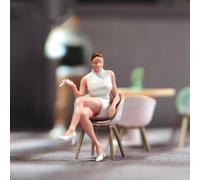 AMITD Figura de acción a escala 1/43, modelo femenino, trabajador de cuello blanco con vestido blanco, zapatos de tacón alto, figura en miniatura