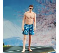 AMITD Figura de acción a escala 1/64, modelo Summer Beach Man Boy con gafas de sol pintada a mano en miniatura