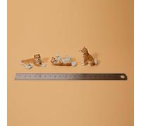 AMITD JXK 3 Pack Mini Shiba Inu Dog Figurine for Dashboard Decor Miniature Dog Cake Topper Regalos para Mujeres Mamá Cumpleaños