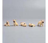 AMITD JXK 5 Pack Mini French Bulldog Dog Figurine for Dashboard Decor Bulldog Miniature Bulldog Cake Topper Regalos para Mujeres Mamá Cumpleaños