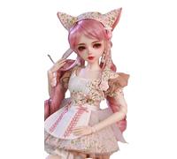 AMITD Muñeca BJD pintada a mano de 56 cm, bonito estilo de gatito rosa, cuerpo de PVC con 31 articulaciones móviles, para edades de 14 y mayores, decoración de escritorio y pared