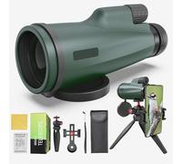 AMITHER Telescopio monocular de 12 x 50 pulgadas con adaptador de smartphone y trípode, monoculares portátiles de mano de alta potencia para observación de aves, camping, senderismo, conciertos