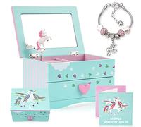 Amitié Lane Joyero musical de unicornio para niñas, regalos de unicornios para niñas, caja de música para regalos de cumpleaños de 5 años o edades de 6, 7, 8 años caja de joyería para niños (Menta)