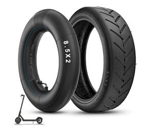 Amitor E Scooter Neumáticos 8 1/2 x2 Tubo para Xiaomi Pro 2/Pro/M365/1S/Mi 3, 50/75-6.1 Neumático y tubo con válvula plateada de 90°, más grueso y duradero - Repuesto original (8,5 x 2,0 pulgadas), 1