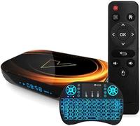 AMITVA Android 9.0 TV Box, VONTAR X3 Amlogic S905X3 Quad-Core Cortex-A53 BT4.0 2.4Ghz / 5.0Ghz WiFi Soporte 8K /4K Ultra H.265 Smart Set- Top TV Box, con Teclado Inalámbrico,4gb+32gb