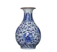 AMITVA Jarrón Blanco Azul para Flores, jarrón de cerámica Moderno para Hierba de Pampa, jarrones Decorativos de gres esmaltado reactivo para Cocina, Sala de Estar, repisa de Dormitorio-D:31 * 20 cm
