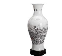 AMITVA Jarrón chino de cerámica con soporte, jarrón chino grande, jarrón chino de porcelana, jarrones de cerámica antigua, jarrón decorativo tradicional-B: 37 x 16 cm