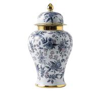 AMITVA Jarrón de cerámica Chino, jarrón Chino Grande Blanco, jarrón de Flores de Porcelana, jarrones de cerámica Antiguos Chinos, jarrón Decorativo Tradicional-A High 37 cm