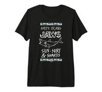 Amity Island Jaws Sun Surf & Tiburones Camiseta Premium
