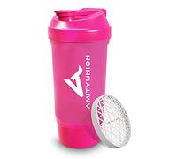 AMITYUNION Proteína Shaker FYRA 700 ml - a prueba de fugas, BPA libre, con tamiz y escala, para batidos cremosos, de proteínas agitadores, para aislamientos y concentrados Iso Sport (rosa)