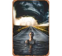 amiuayrta Tornado Girl Swim on RoadFunny Humorístico Bar Pub Home Vintage Horror Classic Metal Movie Poster Tin Sign 20.3 x 30.5 cm