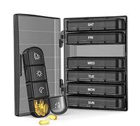 AMIUHOUN 1 juego de organizador semanal de píldoras diarias, resistente a la luz, estuche para 4 al día, 7 portátil para viajes