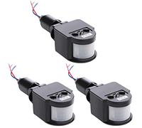 AMIUHOUN 3 detectores de movimiento negros con sensor de movimiento, interruptor de luz para exteriores, corriente directa, 12 V, sensor de movimiento Pir